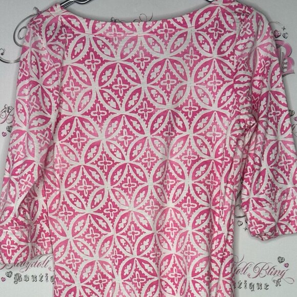 Hatley dress floral boho vneck sleeved Pink White Patterned Dress ombrΓ© beachy - Picture 4 of 7